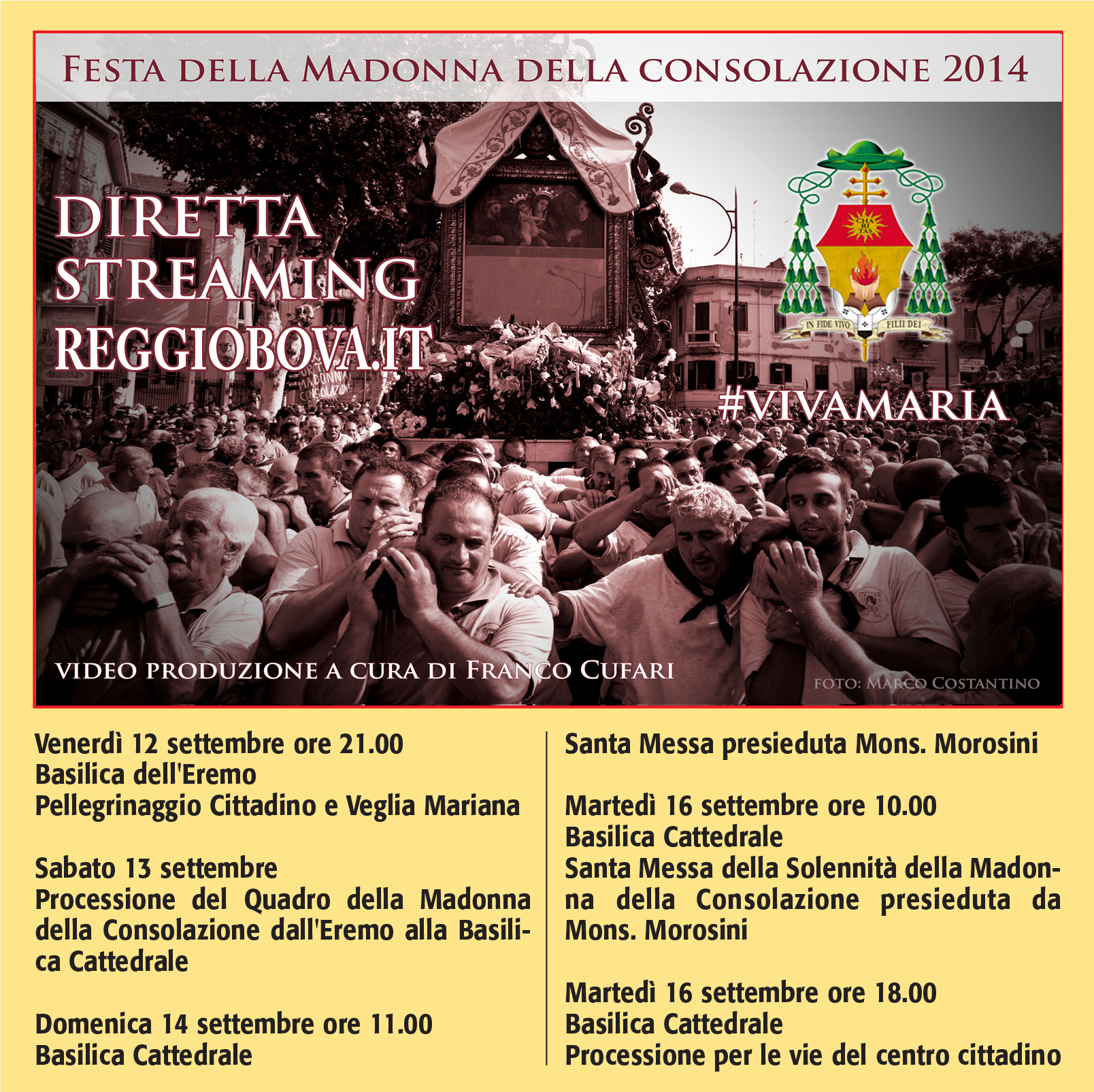 Programma Diretta Streaming della Festa della Madonna della Consolazione