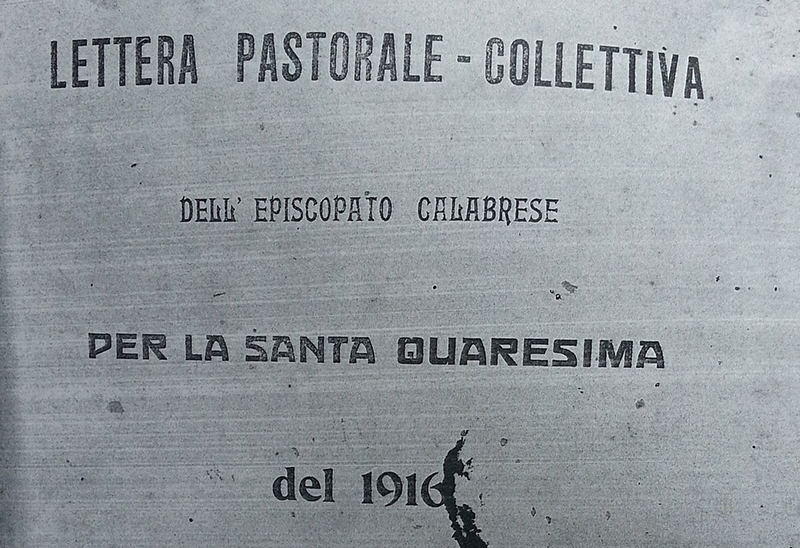 Lettera collettiva dei Vescovi Calabresi per la Quaresima del 1916